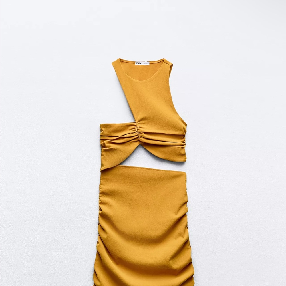 Zara Mustard Yellow Cutout Dress